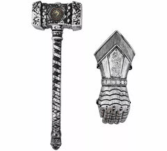 Kit de chevalier : gantelet et marteau, 38 x 13 cm, en plastique