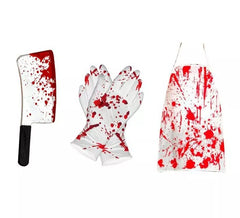 Kit de tueur de boucher : tablier, gants et hache