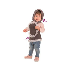 Kit Castañera Gris pour bébé: tablier et mouchoir