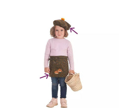 Kit de Marchande de Châtaignes pour bébé: Tablier et casquette avec fleurs