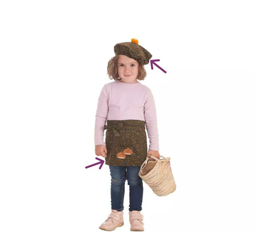 Translation missing: fr.Kit de Castañera para bebé: Delantal y Gorro con Flores