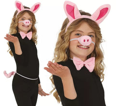 Kit de cochon pour enfants : queue, nez, oreilles et nœud papillon