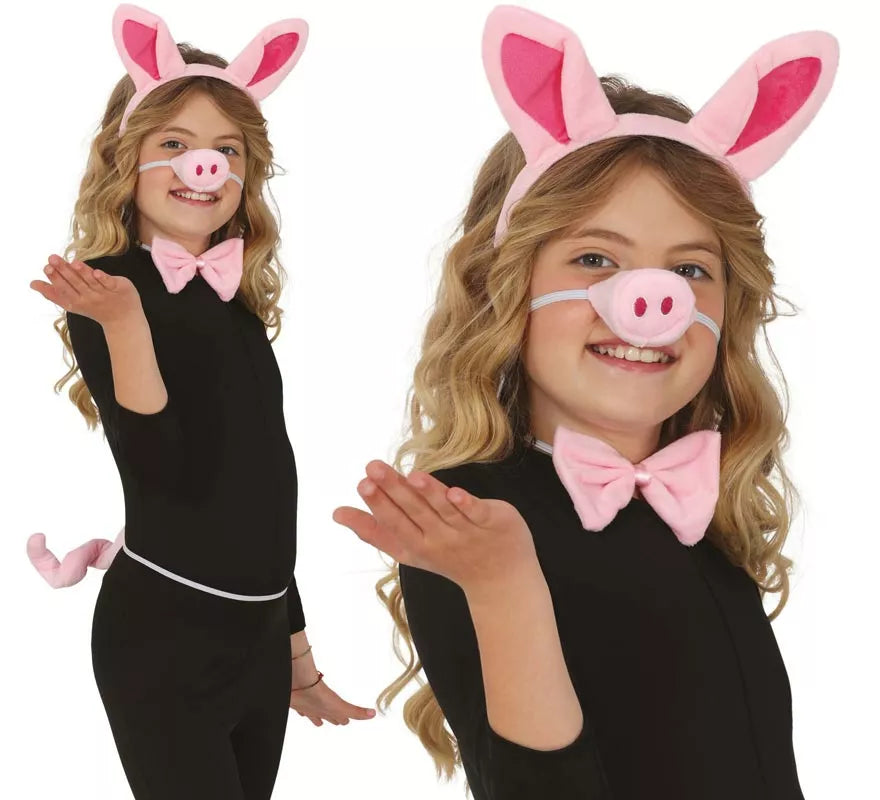 Translation missing: fr.Kit de Cerdito para niños: cola, nariz, orejas y pajarita