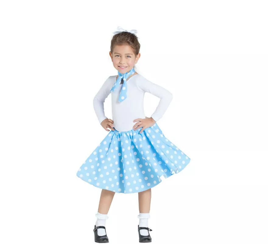 Translation missing: fr.Kit de Chica Pin Up Azul para niña: Falda y Pañuelo