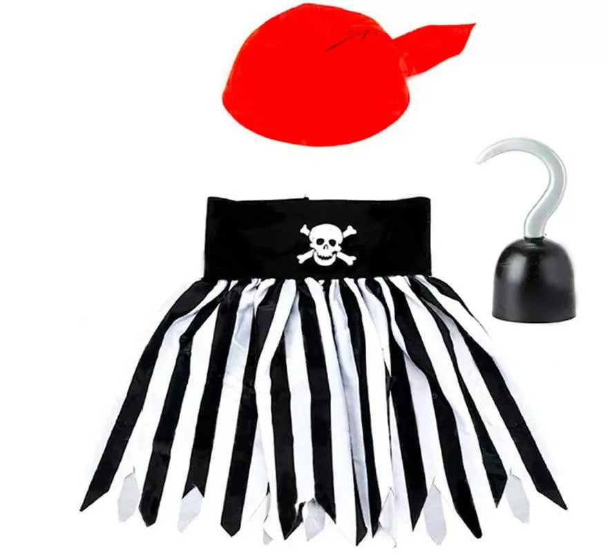 Translation missing: fr.Kit de Chica Pirata para niña: Pañuelo, Falda y Garfio