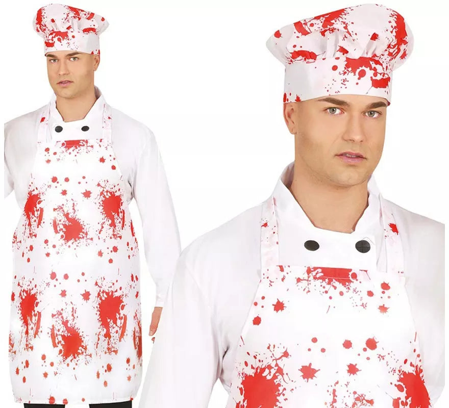 Translation missing: fr.Kit de Cocinero: Gorro y Delantal con Sangre 55x70 cm