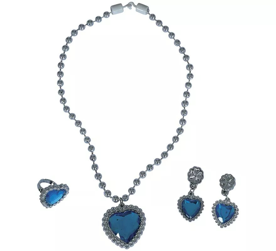 Translation missing: fr.Kit de Corazón azul infantil: Collar, Anillo y Pendientes