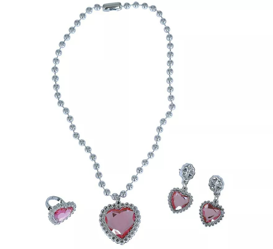 Translation missing: fr.Kit de Corazón rosa infantil: Collar, Anillo y Pendientes