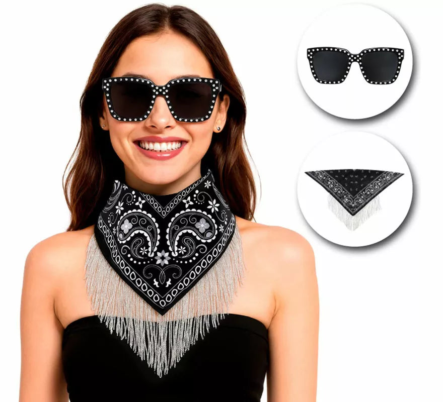 Translation missing: fr.Kit de Despedida negro para mujer: Pañuelo y Gafas