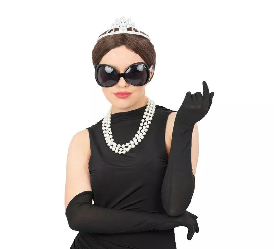 Translation missing: fr.Kit de Diva Gafas de sol adulto: Tiara de plástico, Collar y Guantes largos