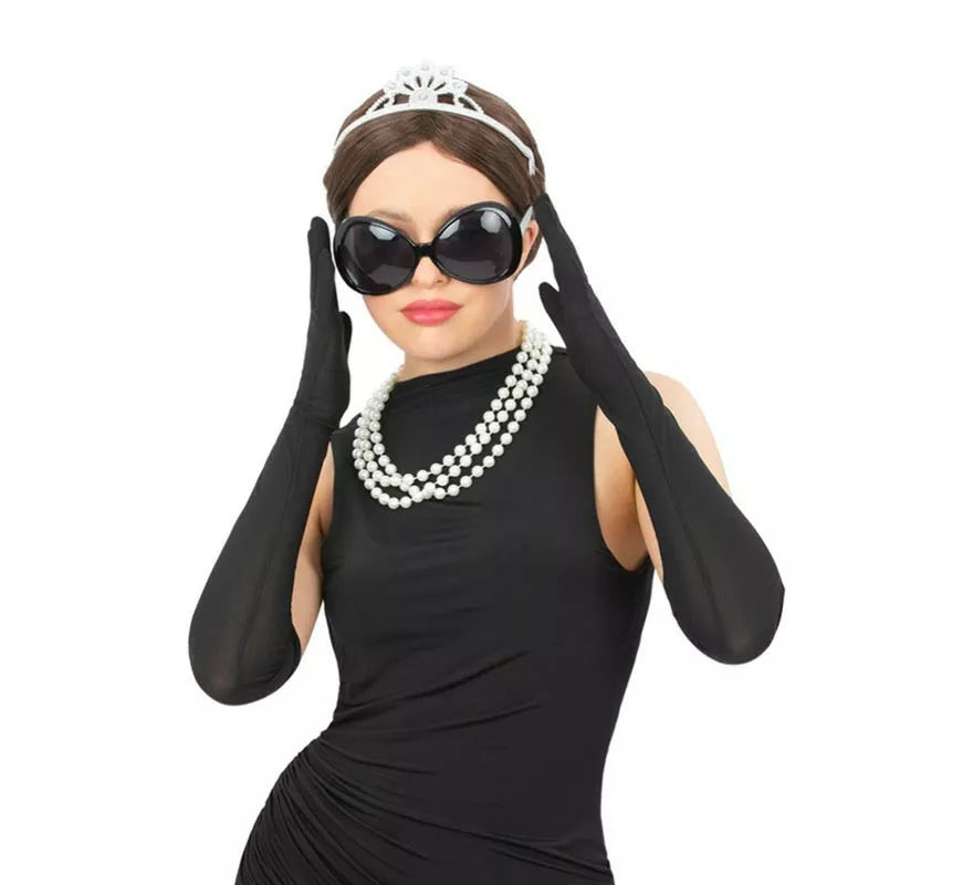 Translation missing: fr.Kit de Diva Gafas de sol adulto: Tiara de plástico, Collar y Guantes largos