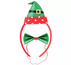 Kit elfe assistant du Père Noël : bandeau et nœud papillon