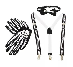 Kit Squelette : Noeud Papillon, Gants et Bretelles