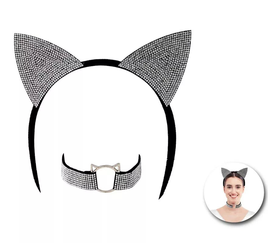 Translation missing: fr.Kit de Gata brillante adulto: Diadema y Collar