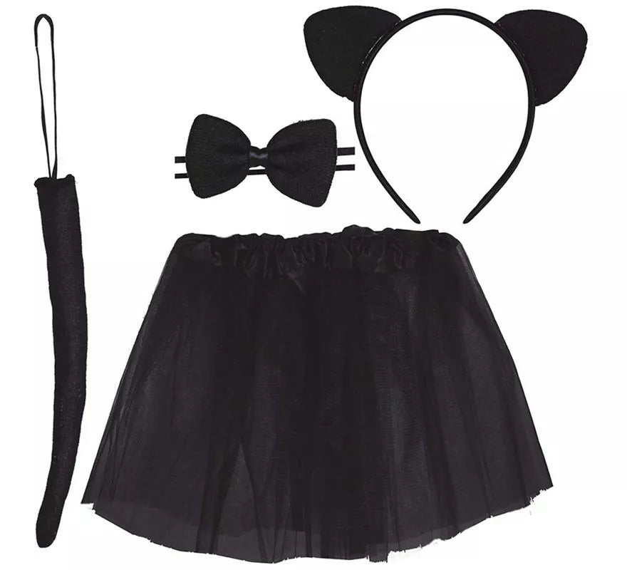 Translation missing: fr.Kit de Gatita Infantil: Tutú, Diadema, Pajarita y Cola 30 cm