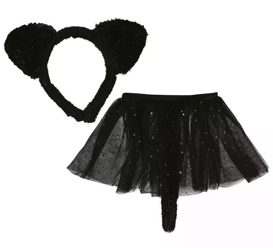 Translation missing: fr.Kit de Gatita negra infantil: Diadema y falda