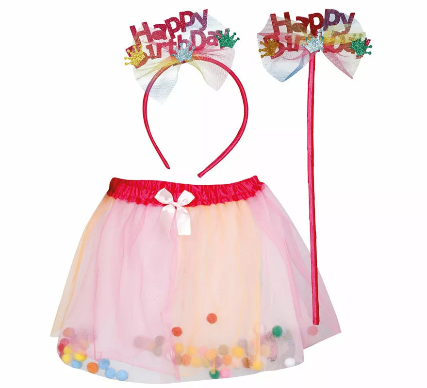 Translation missing: fr.Kit de Happy Birthday infantil: Diadema, varita y falda