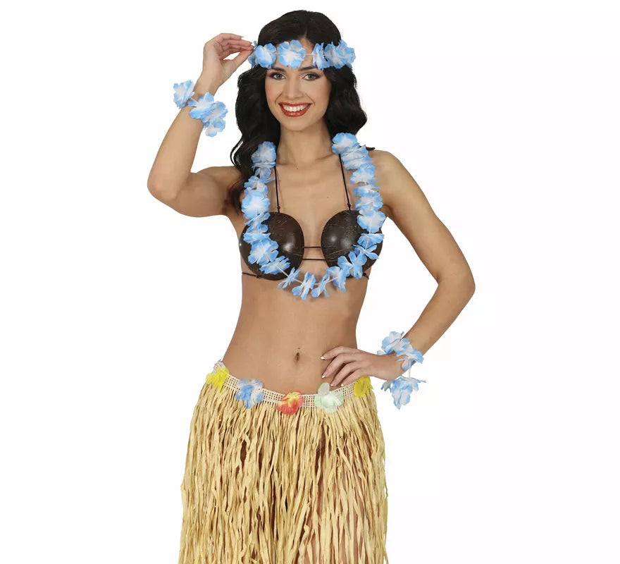 Translation missing: fr.Kit de Hawaiana azul: Collar, tocado y pulseras