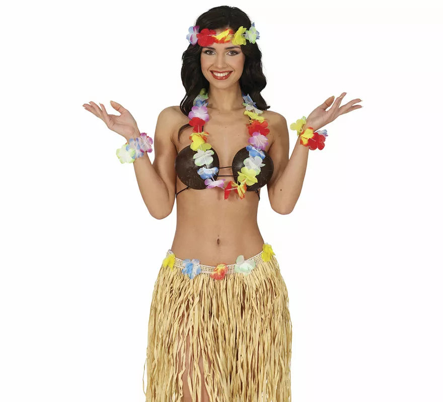 Translation missing: fr.Kit de Hawaiana multicolor: Collar, tocado y pulseras