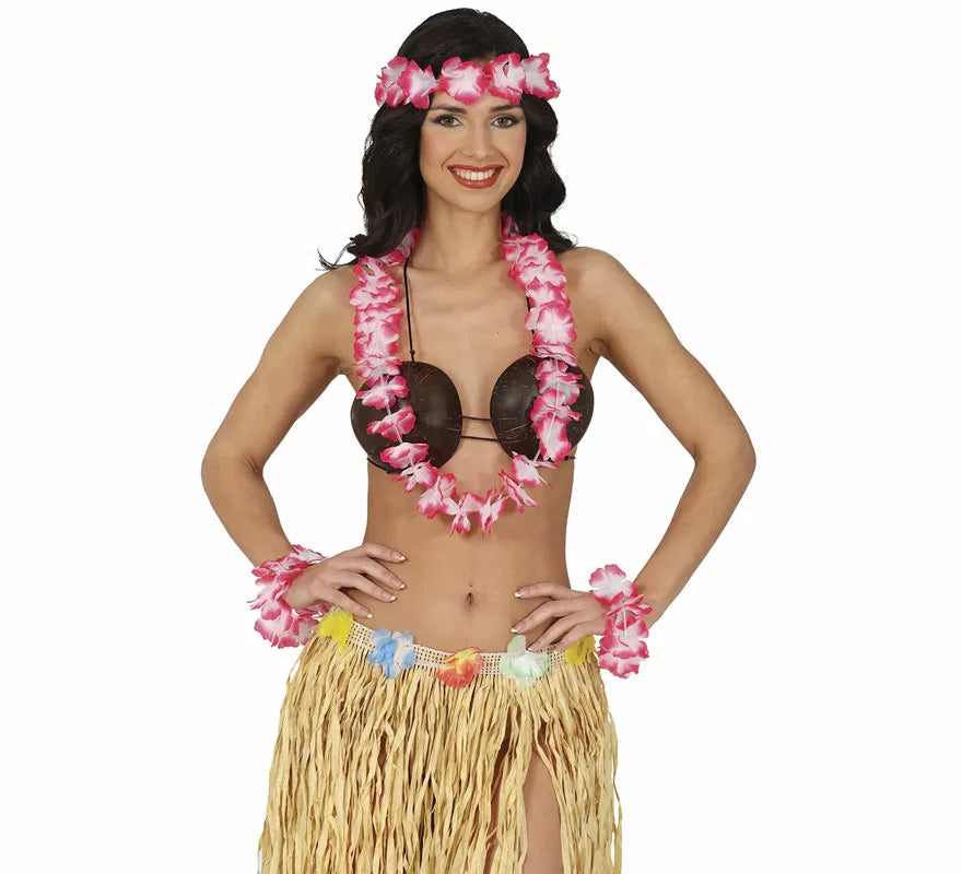 Translation missing: fr.Kit de Hawaiana rojo: Collar, tocado y pulseras