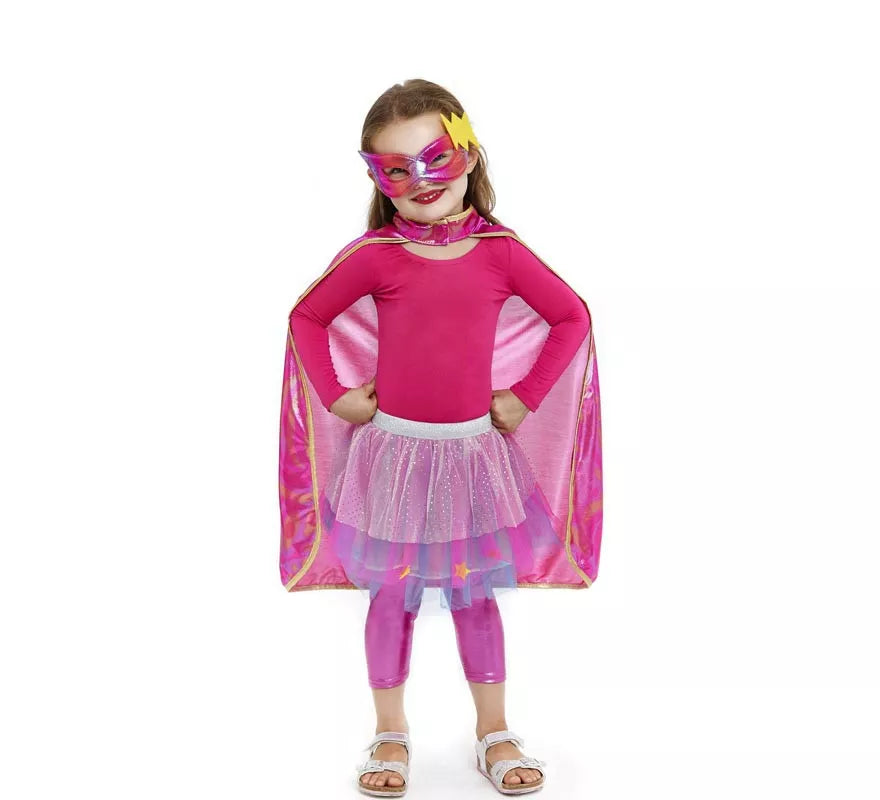 Translation missing: fr.Kit de Heroína rosa infantil: Capa, Antifaz y Falda