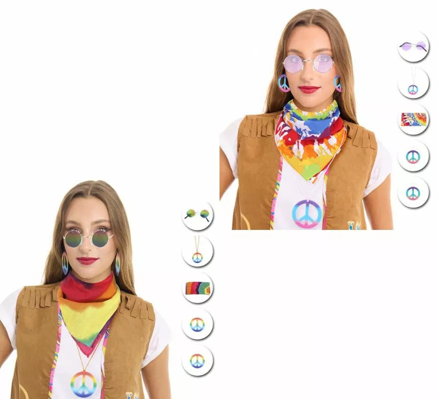 Translation missing: fr.Kit de Hippie adulto: Gafas, Pendieañuelo y Collar en varios colores