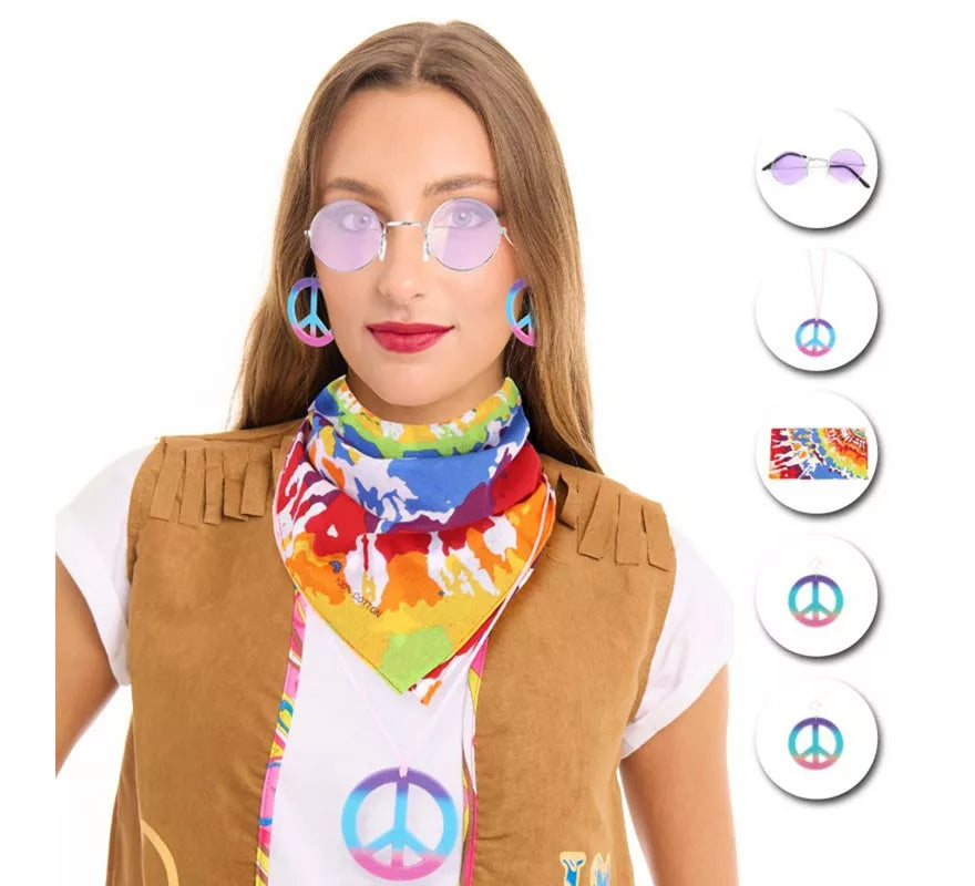 Translation missing: fr.Kit de Hippie adulto: Gafas, Pendieañuelo y Collar en varios colores