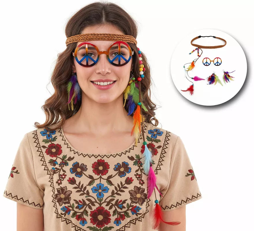 Translation missing: fr.Kit de Hippie: Gafas, Pendientes y Cinta con Plumas