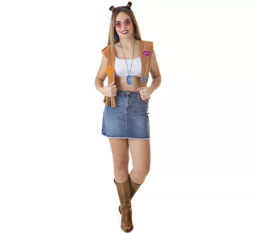 Translation missing: fr.Kit de Hippie marrón para mujer: Chaleco y Cinta para la cabeza