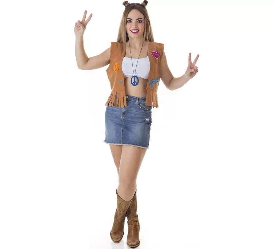 Translation missing: fr.Kit de Hippie marrón para mujer: Chaleco y Cinta para la cabeza