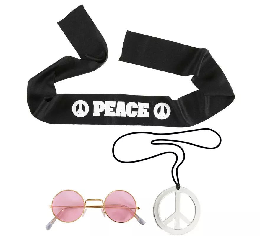Translation missing: fr.Kit de Hippie Peace adulto: Cinta, gafas y collar