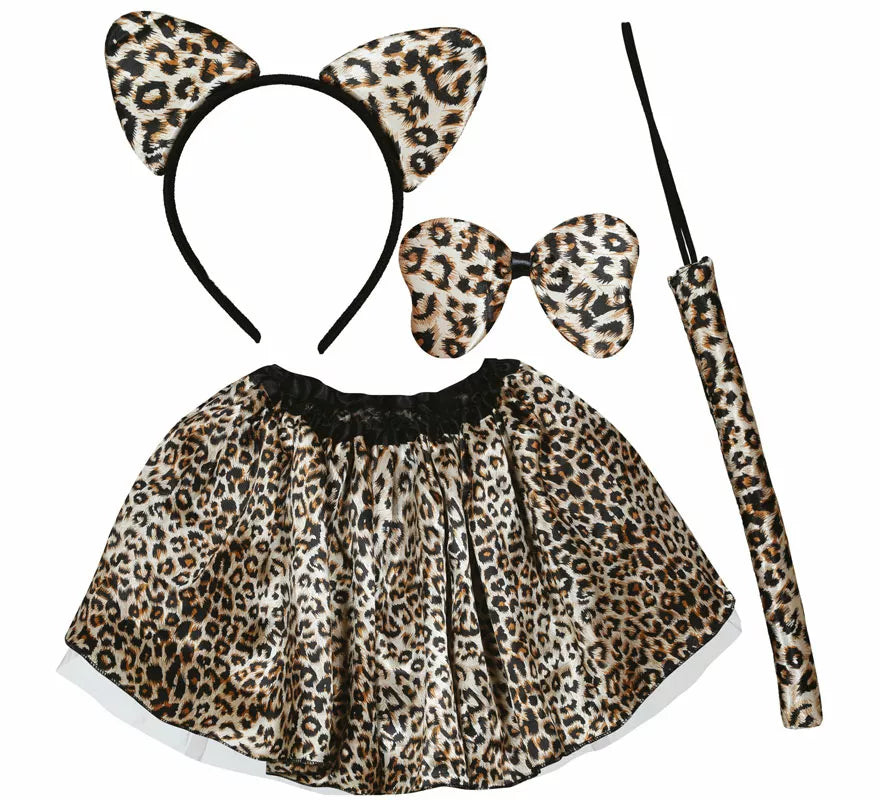 Translation missing: fr.Kit de Leopardo clásico infantil: Diadema, lazo, cola y falda