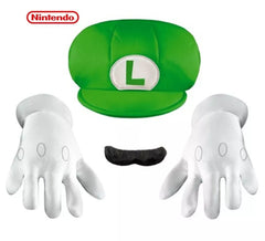 Kit Enfant Luigi Super Mario Nintendo : Casquette, gants et moustache