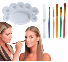 Kit de maquillage : 5 pinceaux, palette et spatule