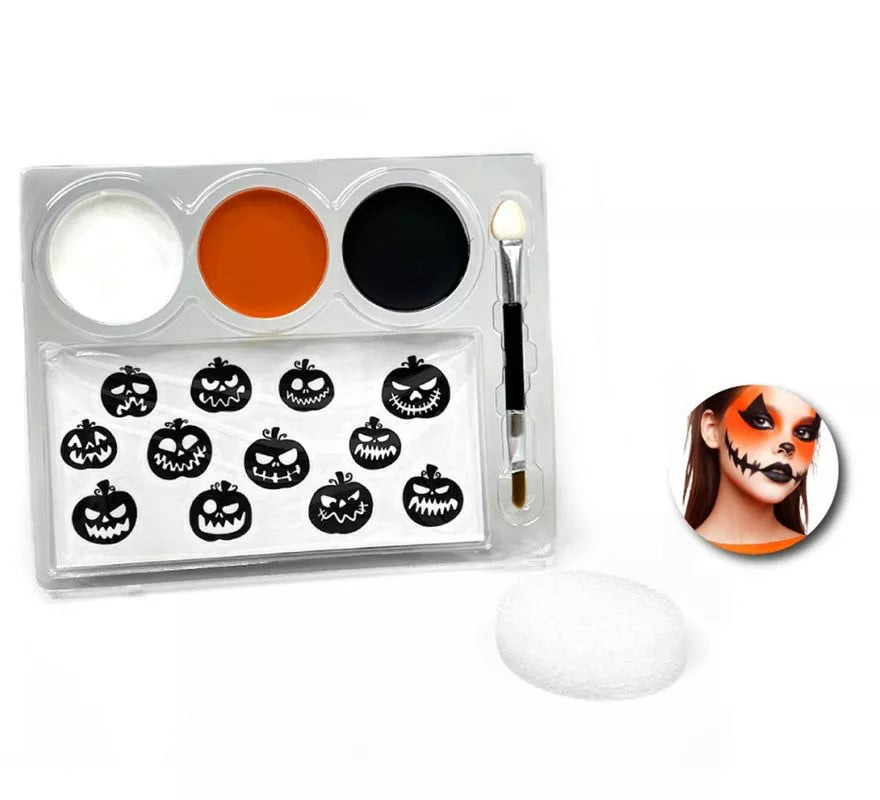 Translation missing: fr.Kit de Maquillaje Calabaza: Paleta, brocha, esponja y stickers
