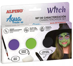 Kit de maquillage sorcière : 3 couleurs, pinceau et éponge