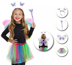 Kit Papillon Dégradé Enfant : Tutu, Bandeau, Baguette et Ailes