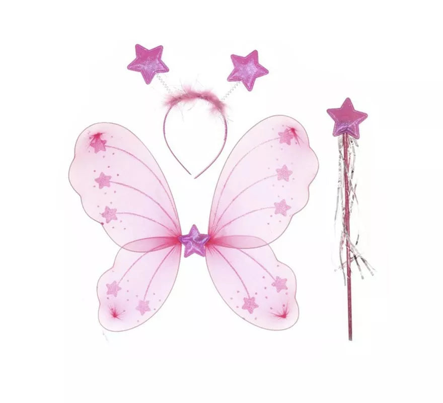 Translation missing: fr.Kit de Mariposa estrellas rosa: Alas, Varita y Diadema