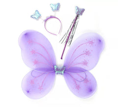Kit Papillon Lilas : Bandeau, Baguette et Ailes de 55 cm