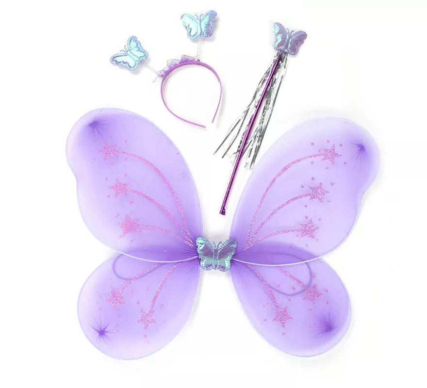 Translation missing: fr.Kit de Mariposa Lila: Diadema, Varita y Alas de 55 cm
