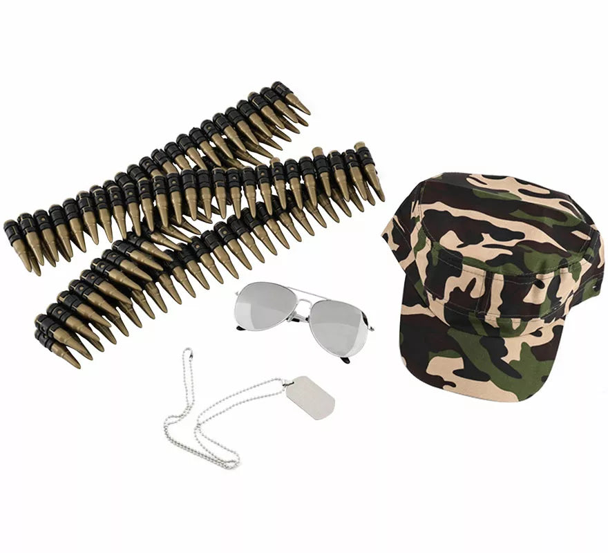 Translation missing: fr.Kit de Militar: Gorra, Gafas, Placa y Balas