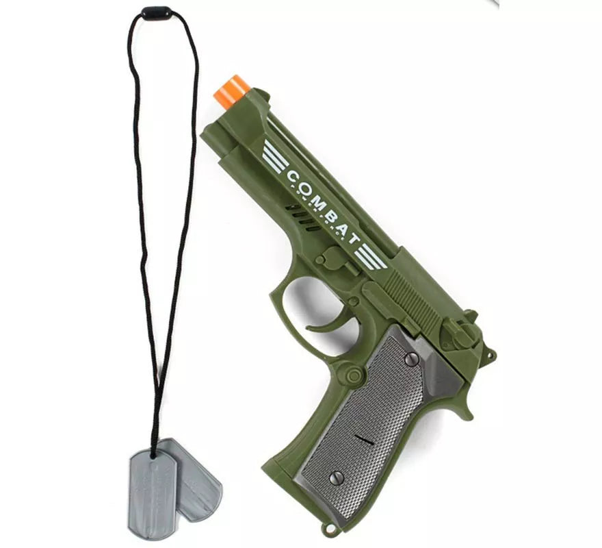 Translation missing: fr.Kit de Militar: Pistola de juguete con luz y sonido y Cordón con Placas