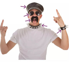 Kit de Motard: Casquette, Lunettes, Moustache, Bracelet et Collier