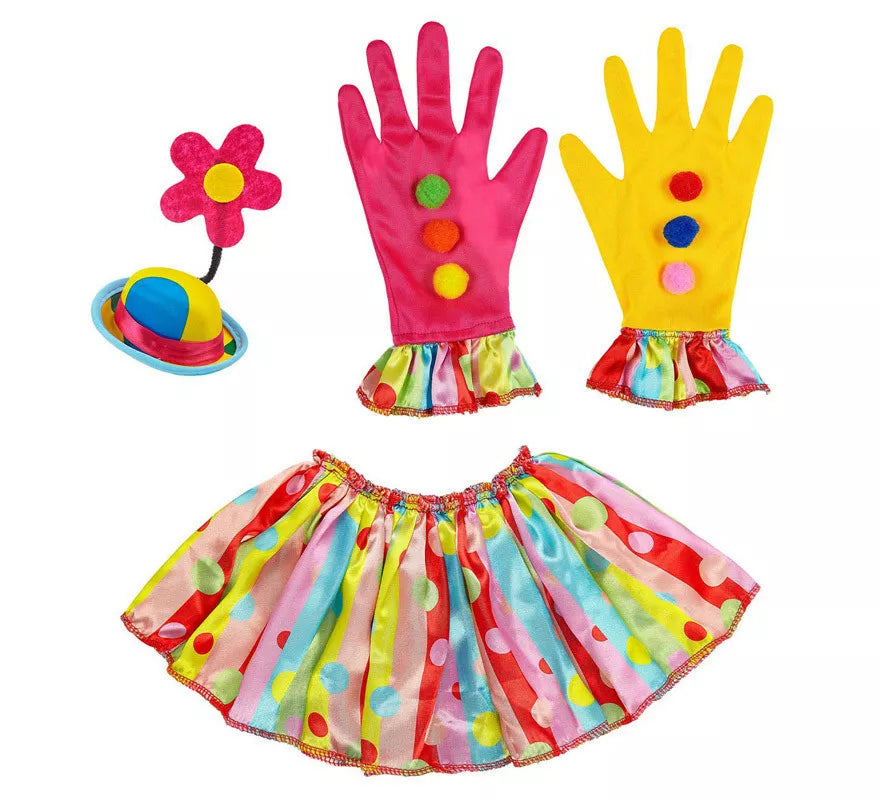 Kit de Payasa para mujer: Guantes, Sombrero con flor y Collarín