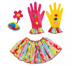 Kit Clown pour femme : Gants, Chapeau avec fleur et Collier