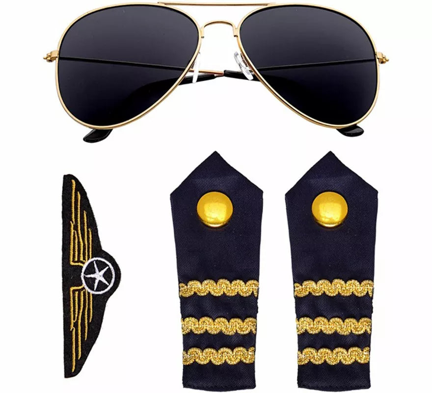 Translation missing: fr.Kit de Pilota para adultos: Gafas, Hombreras y Broche
