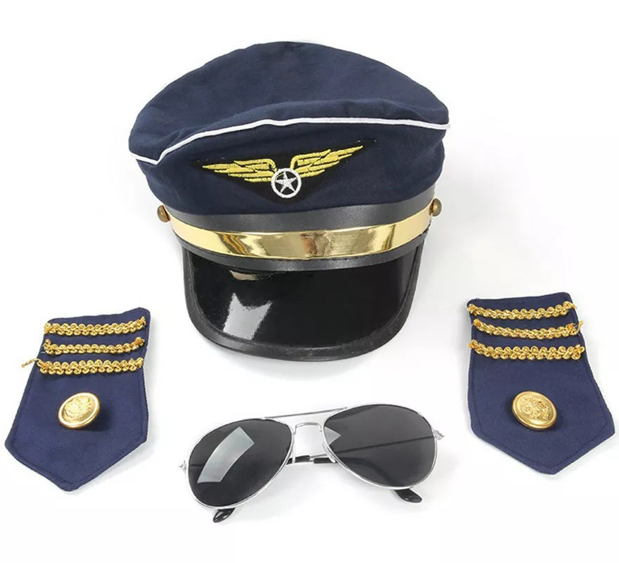 Translation missing: fr.Kit de Piloto Aéreo: Gorra, Gafas y Insignias hombros