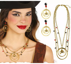 Kit Pirate Adulte : Boucles d'oreilles et collier métallique