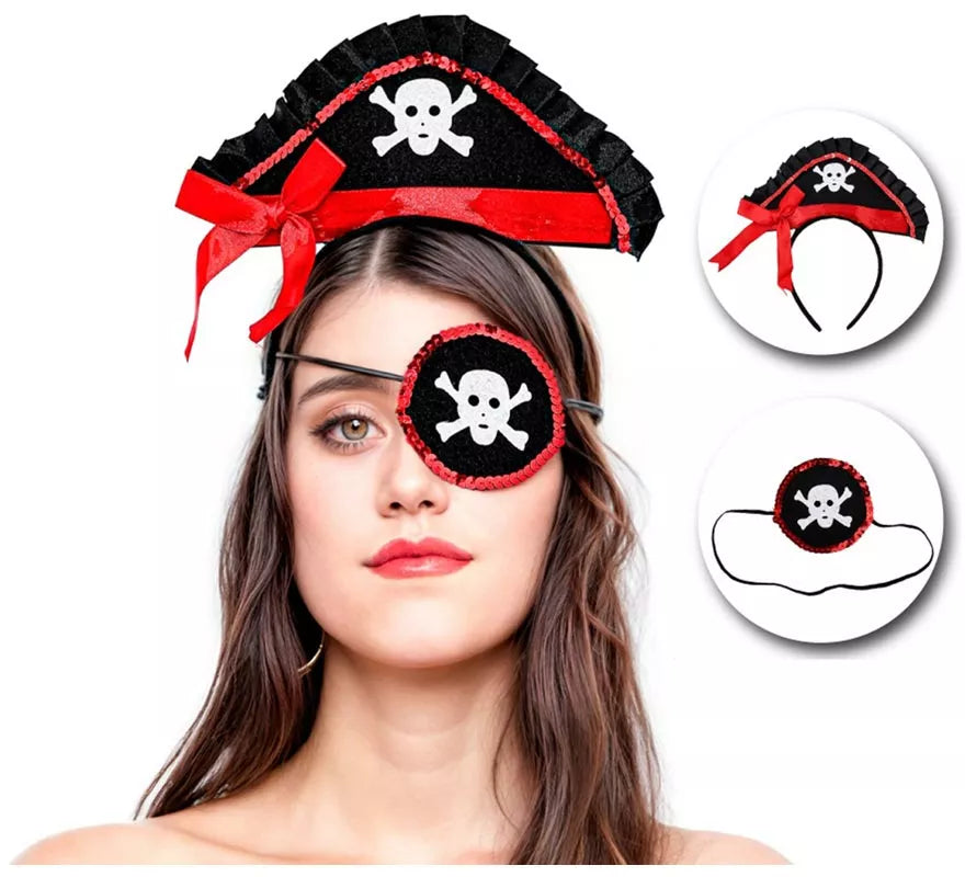 Translation missing: fr.Kit de Pirata: Mini Sombrero Pirata con Diadema y Parche