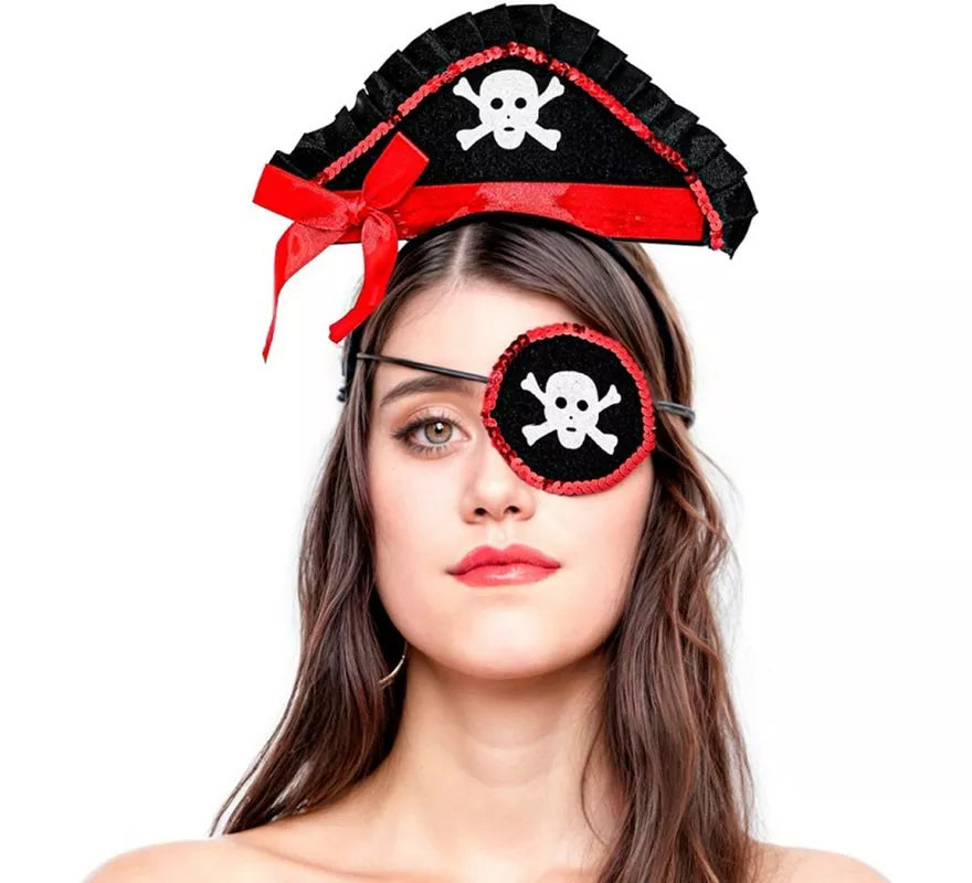 Translation missing: fr.Kit de Pirata: Mini Sombrero Pirata con Diadema y Parche